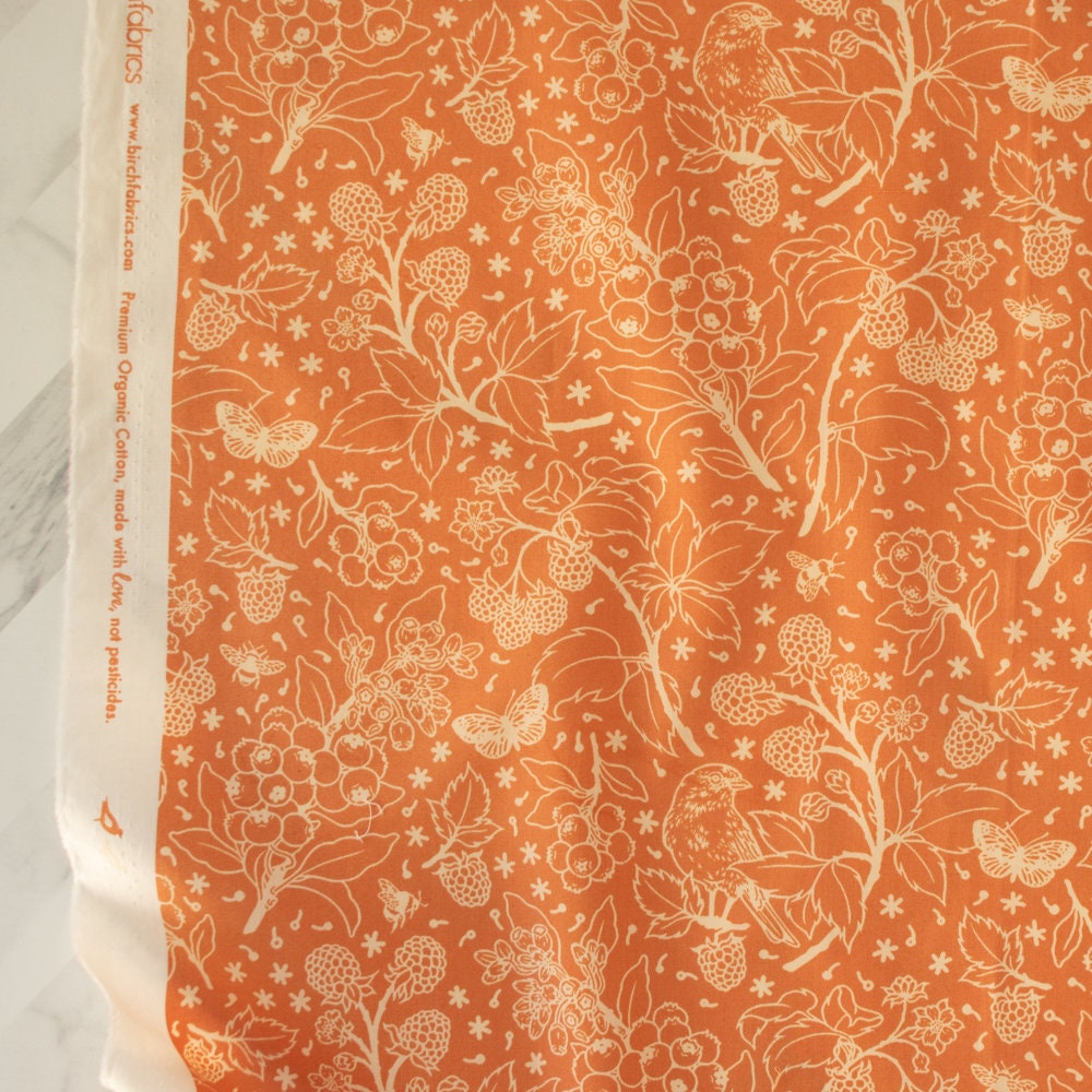 Organic Fabric Yardage Berries: Rose