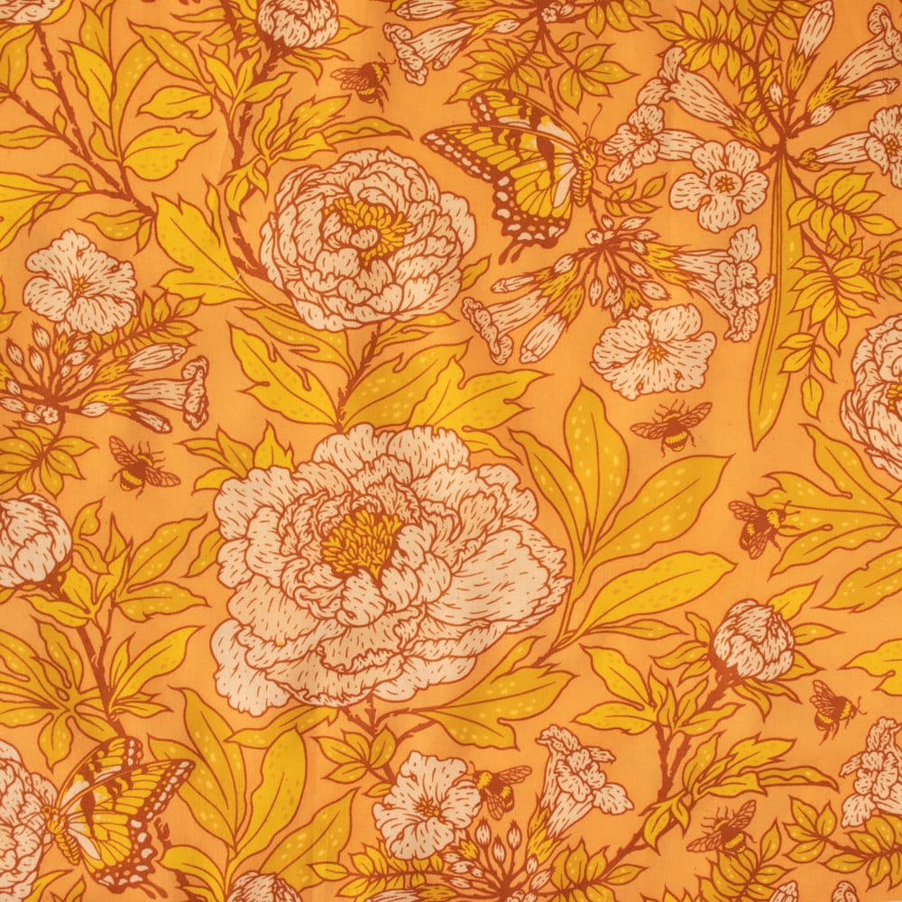 Organic (Lawn) Fabric Yardage Peonies: Gold
