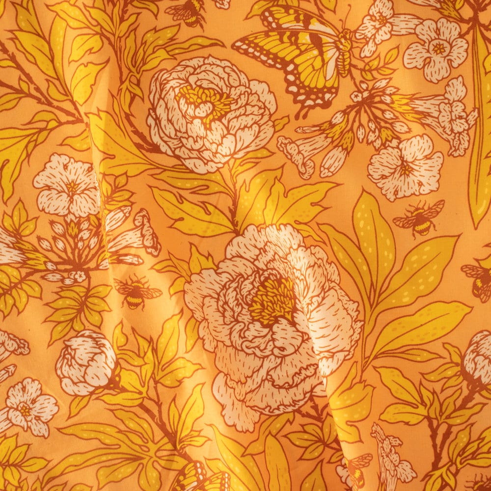 Organic (Lawn) Fabric Yardage Peonies: Gold
