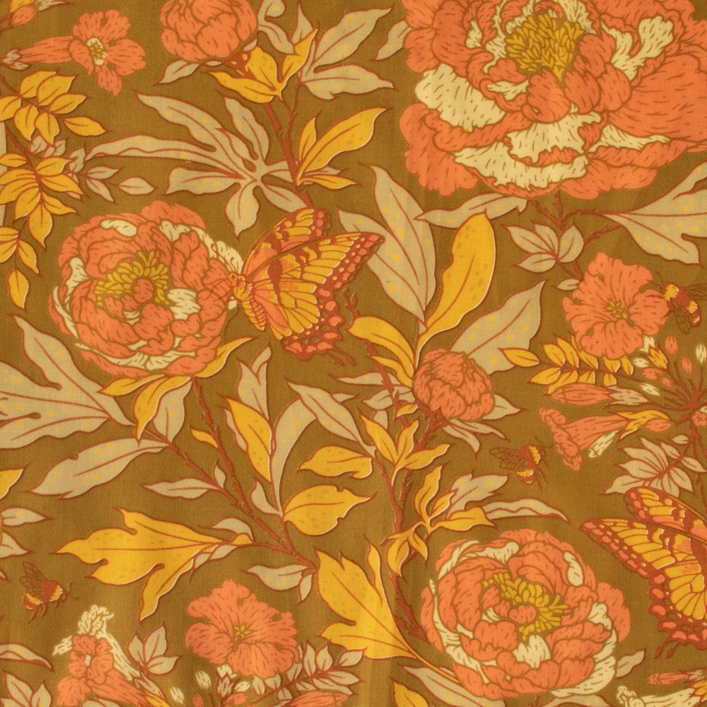 Organic (Lawn) Fabric Yardage Peonies: Moss