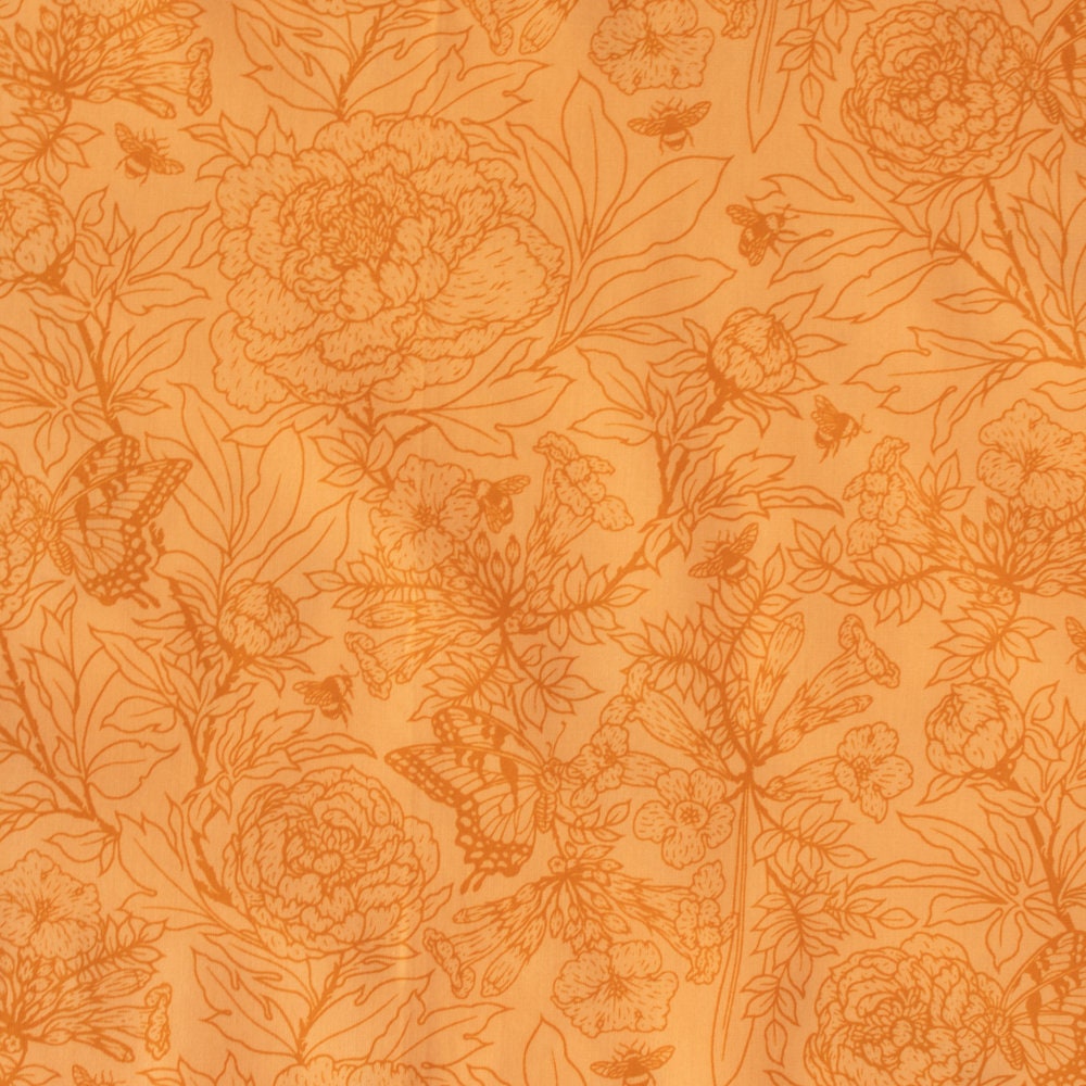 Organic Fabric Yardage Peonies: Peach