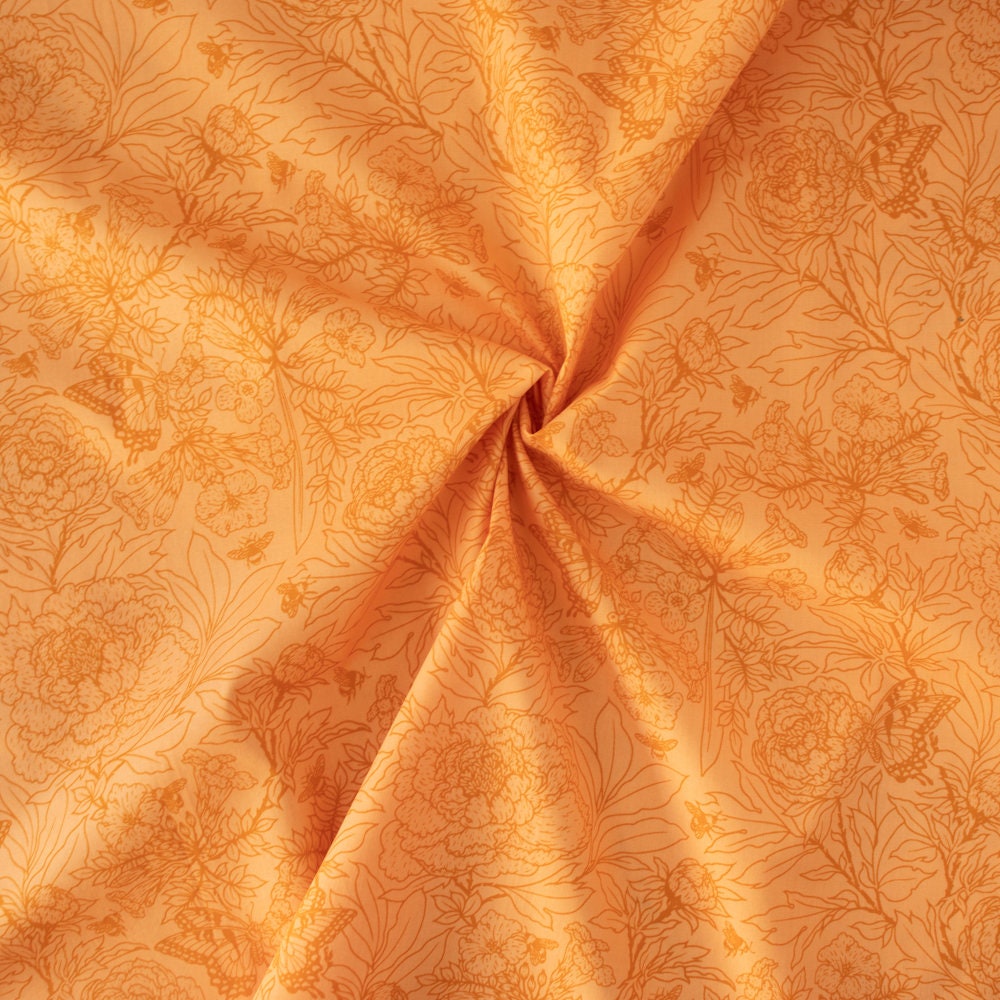 Organic Fabric Yardage Peonies: Peach