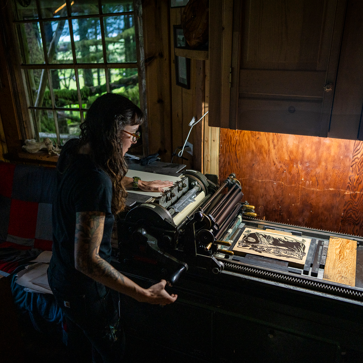 11x14" Fine Art Linocut Print: Midnight on the Water