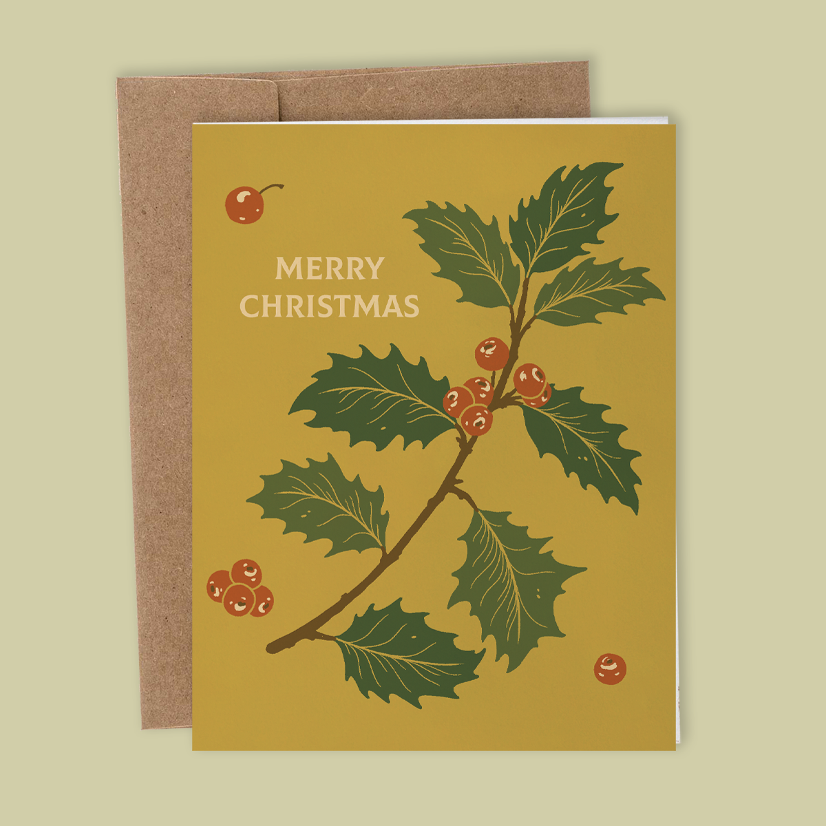 Greeting Card: Holly "Merry Christmas"