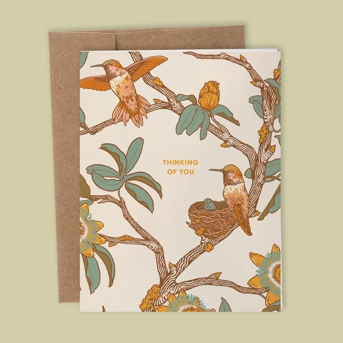 Greeting Card: Hummingbirds "Thinking of You"