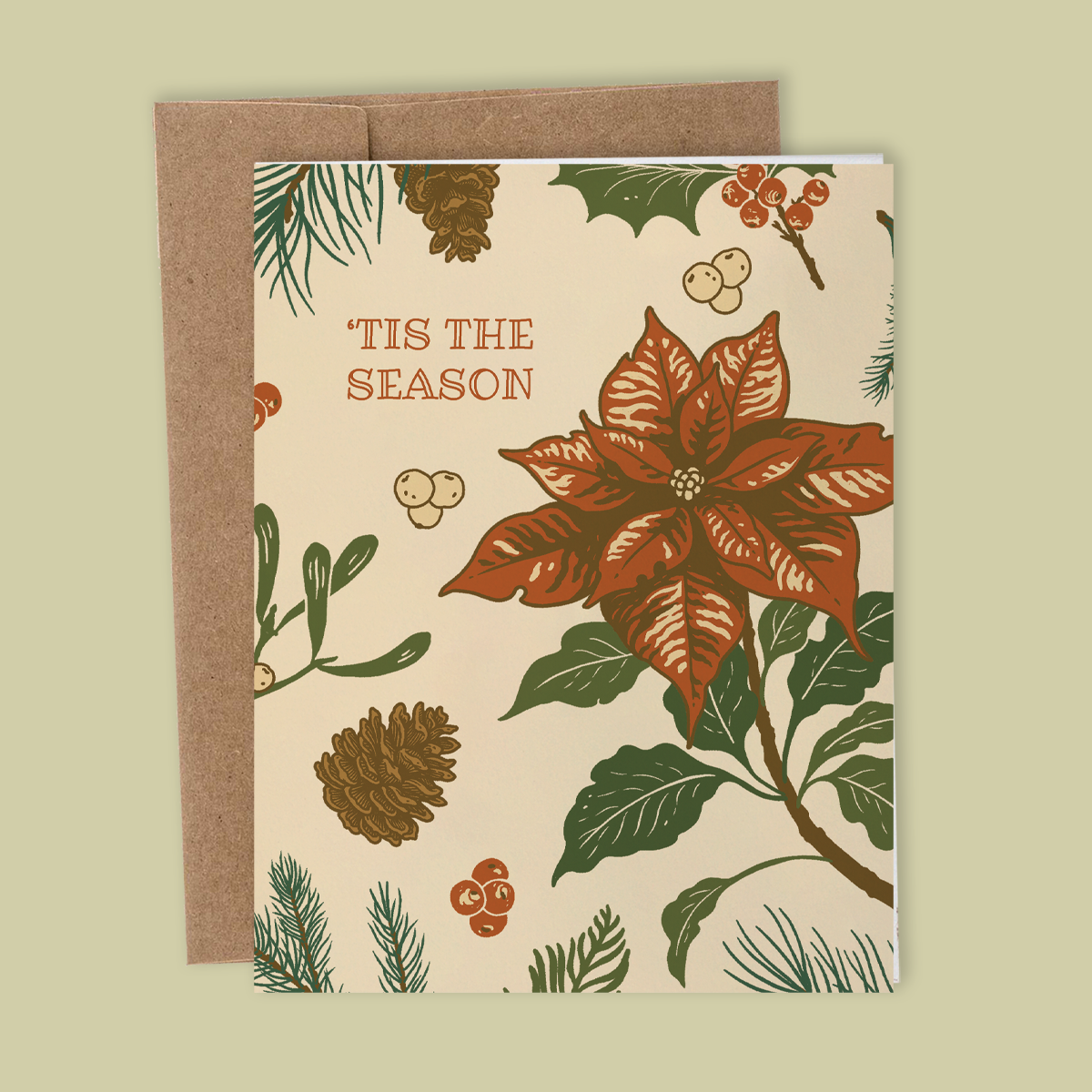 Greeting Card: Poinsettia "'Tis the Season"