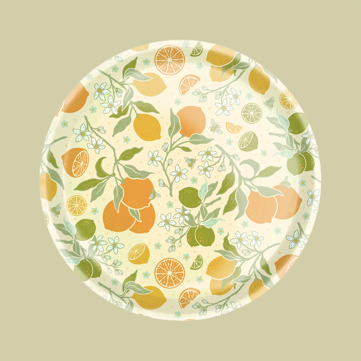 12" Birch Laminate Tray: Citrus