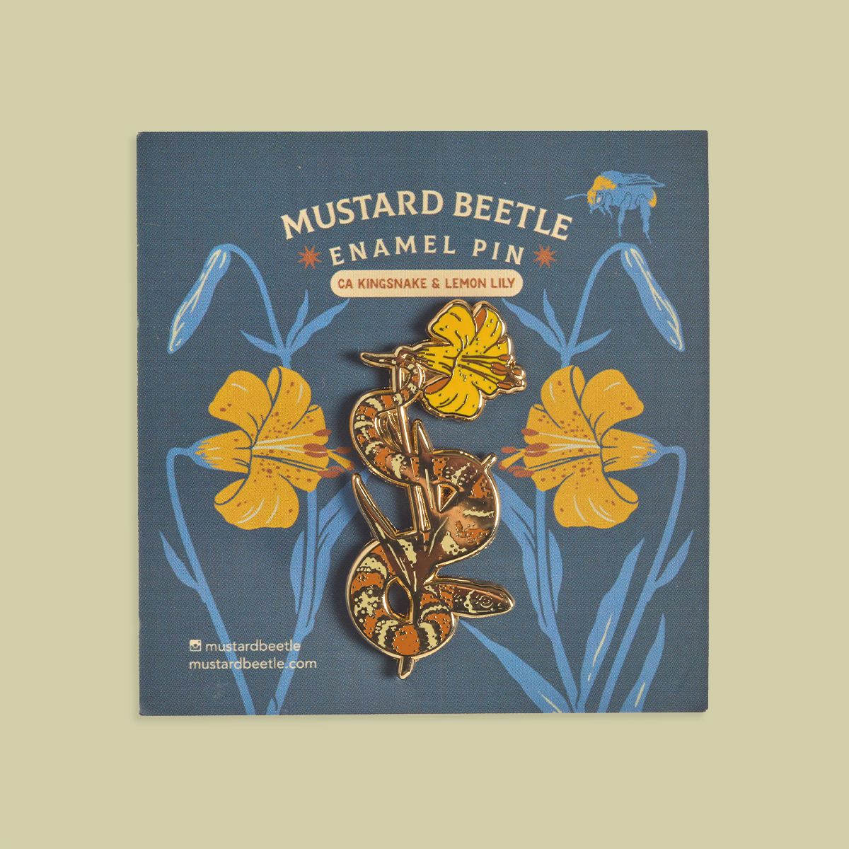 Enamel Pin: CA Kingsnake & Lemon Lily