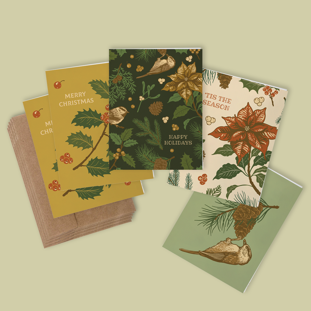 SECONDS* SET OF 5 Greeting Cards: Holiday