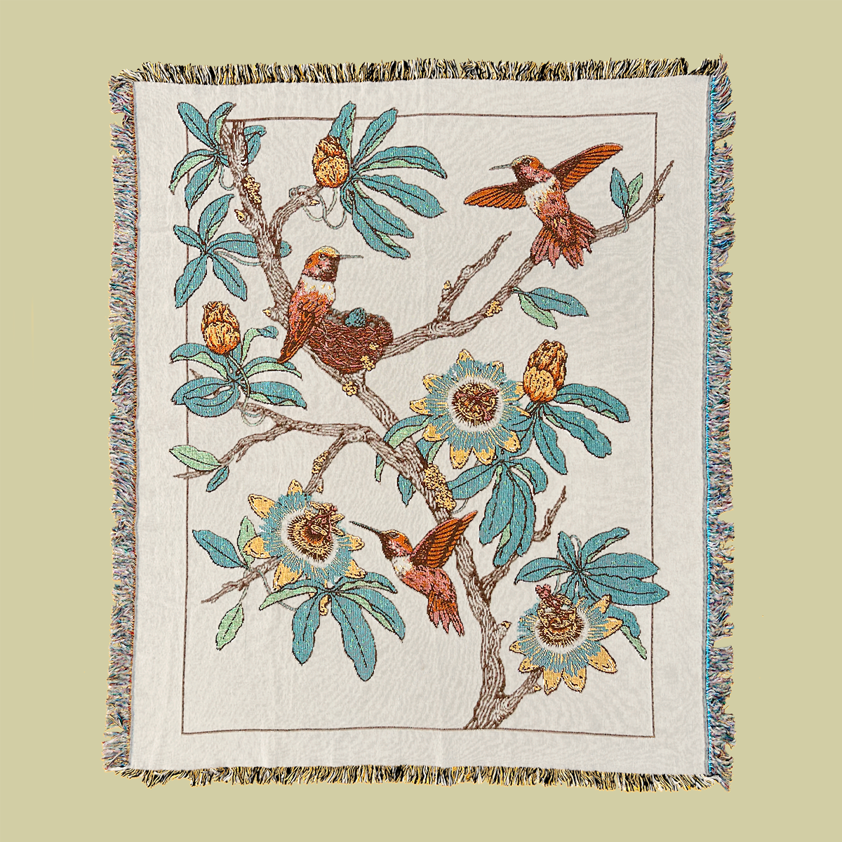 Woven Blanket Tapestry: Hummingbird