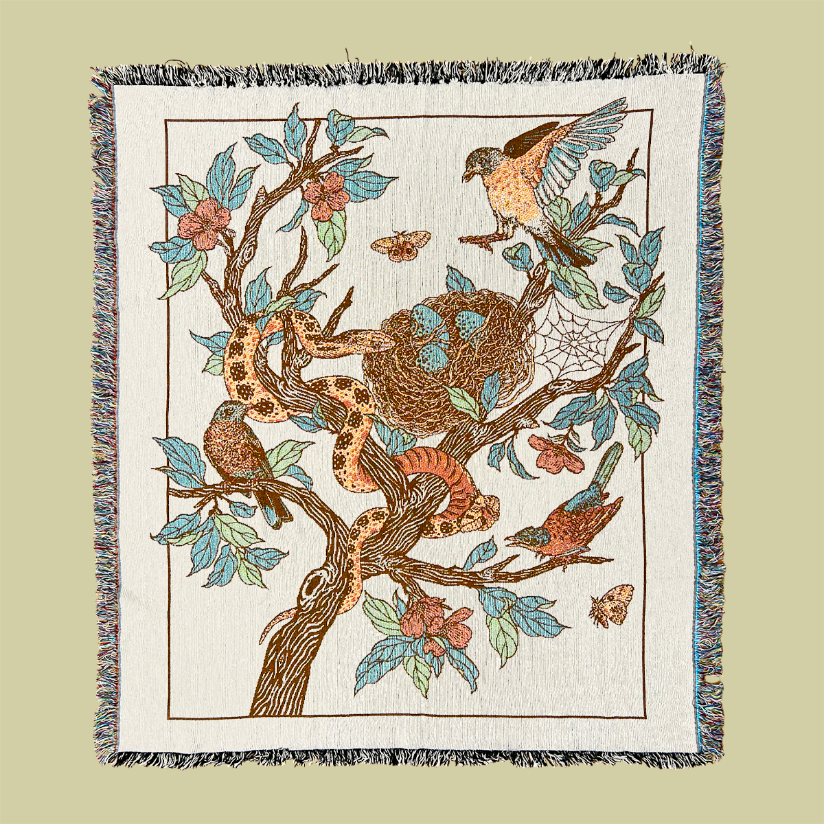 Woven Blanket Tapestry: Robin