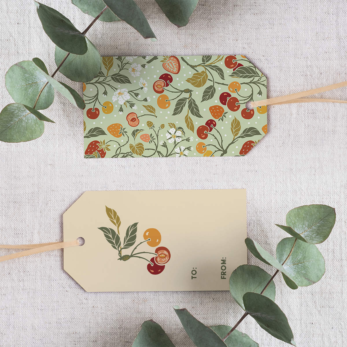 Gift Tag Set of 8: Cherry