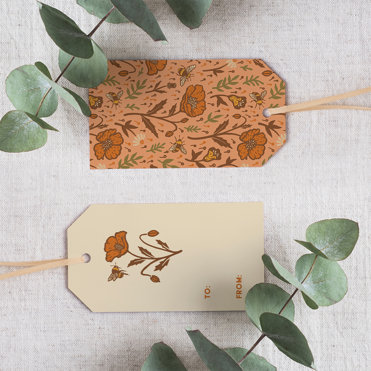 Gift Tag Set of 8: Poppies