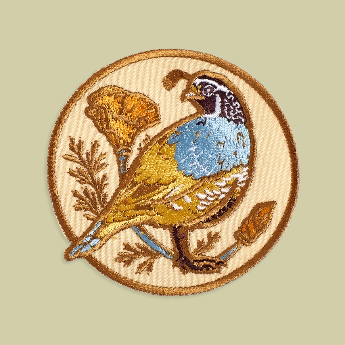 Iron on Patch: CA Quail & Poppies