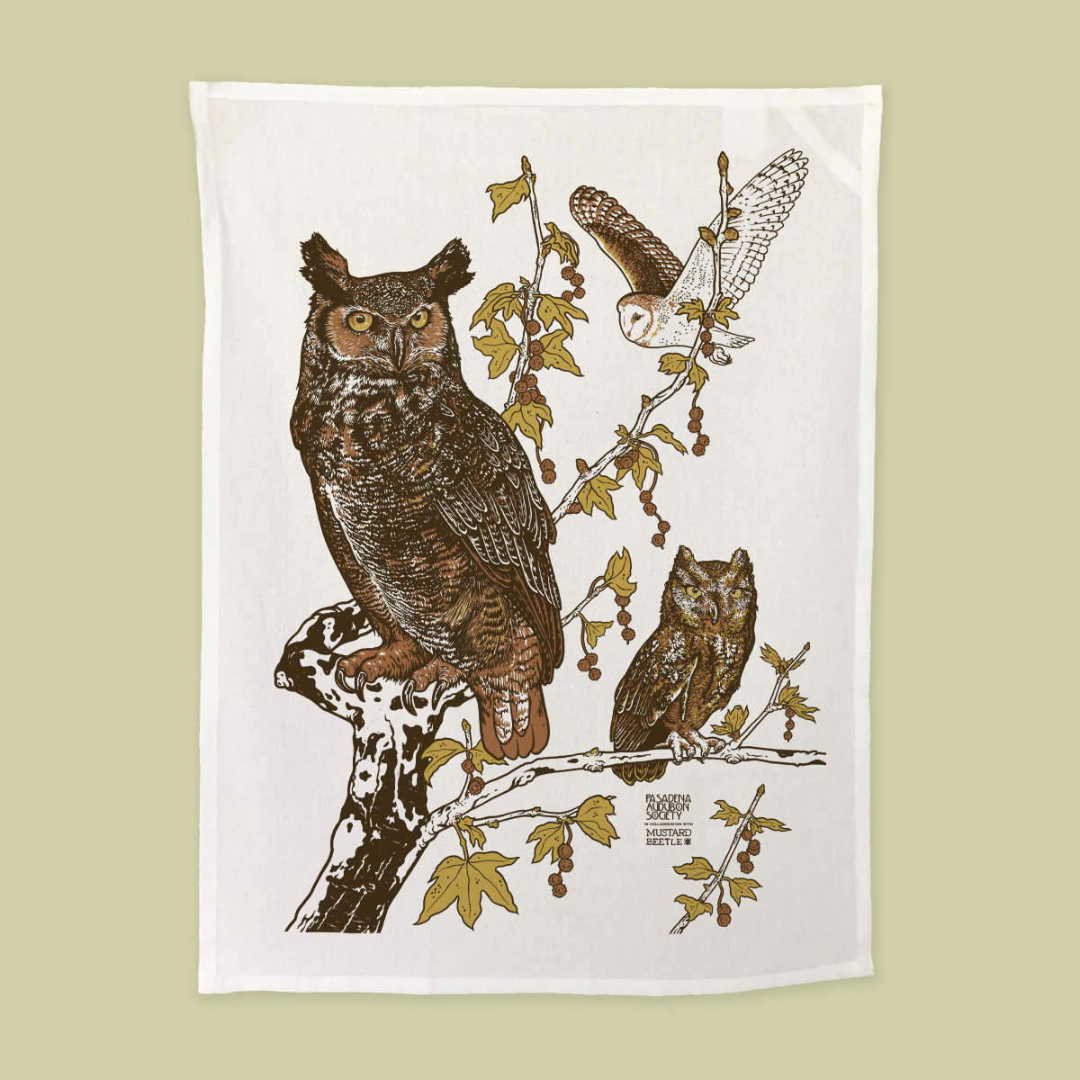 Pasadena Audubon Tea Towel: Owls