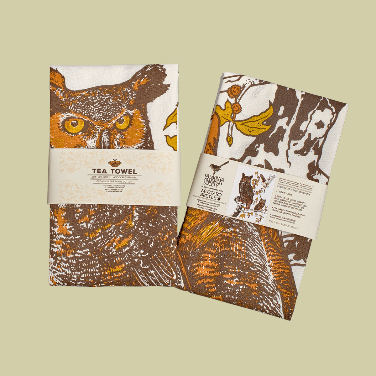 Pasadena Audubon Tea Towel: Owls