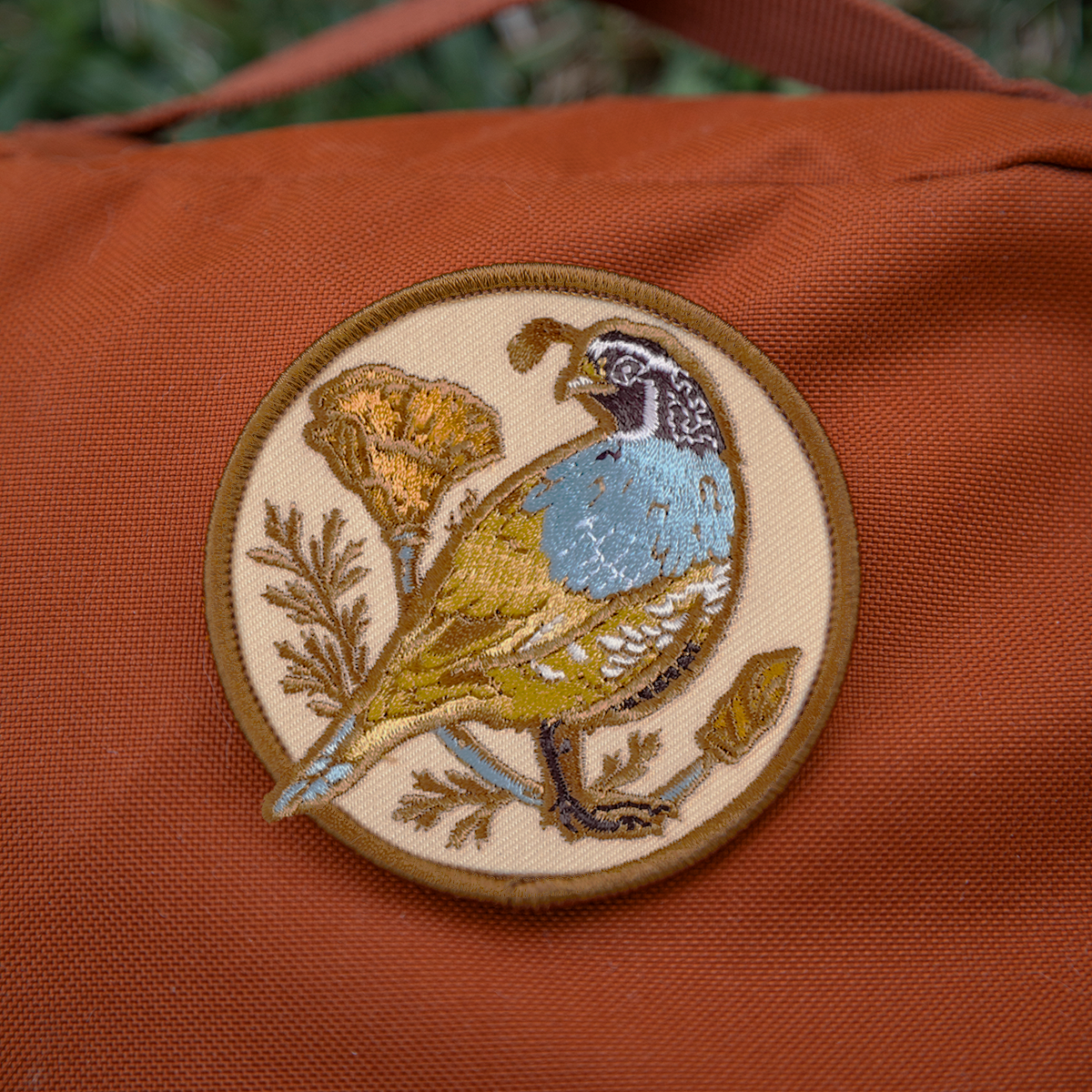 Iron on Patch: CA Quail & Poppies