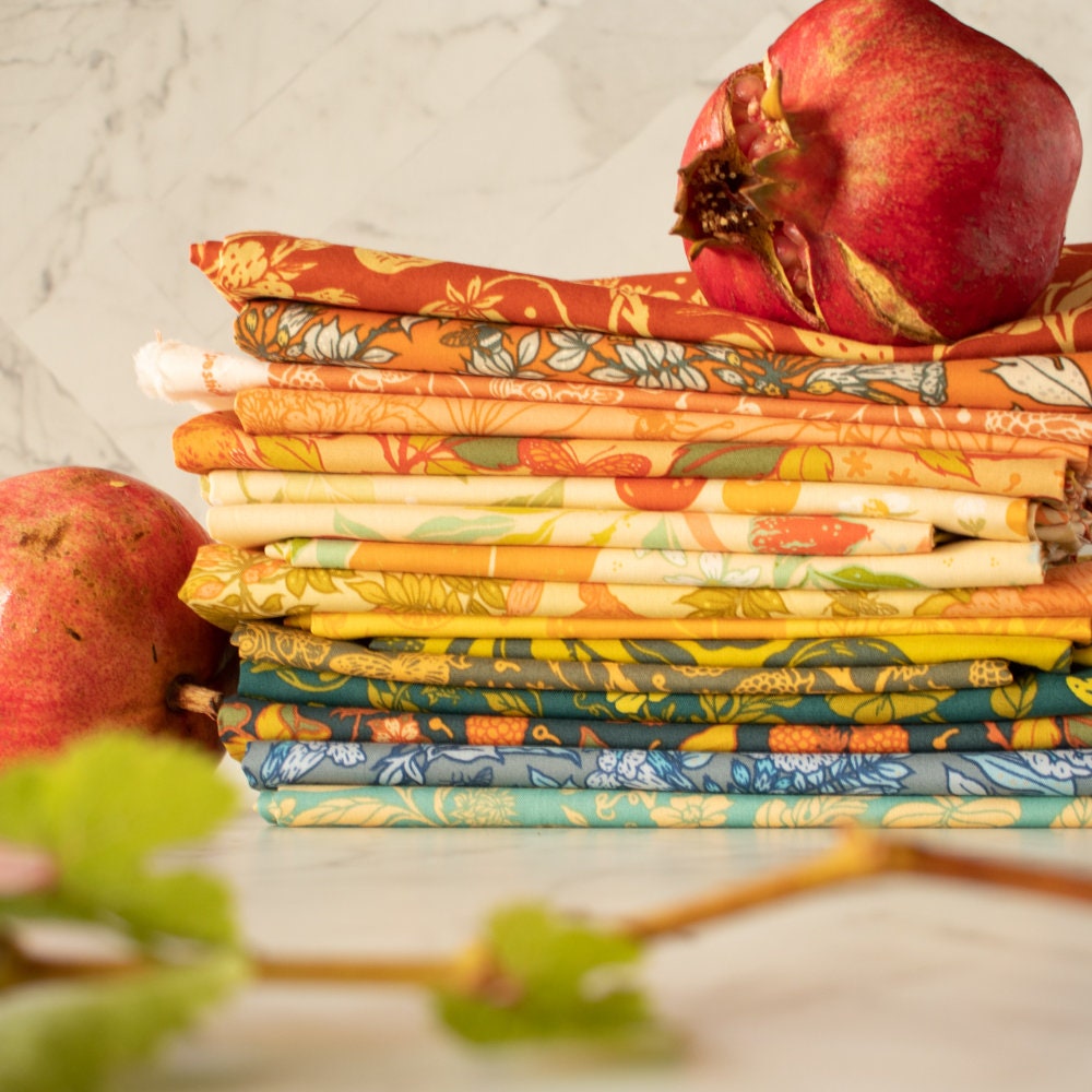 Organic Fabric Yardage Peonies: Peach